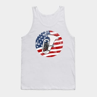 Tuba USA Flag Tubaist Brass Musician 4th July Tank Top